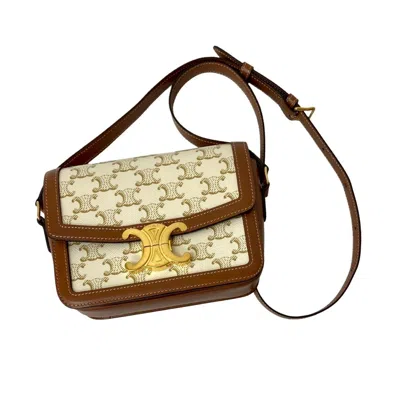 Pre-owned Celine Brown White Leather Pvc Pochette Shoulder Bag ()
