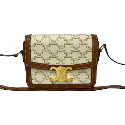 Pre-owned Celine Brown White Leather Pvc Pochette Shoulder Bag () In Multi