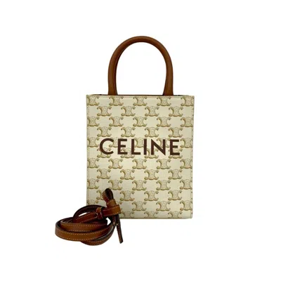 Pre-owned Celine Brown White Leather Pvc Shoulder Bag () In Multi