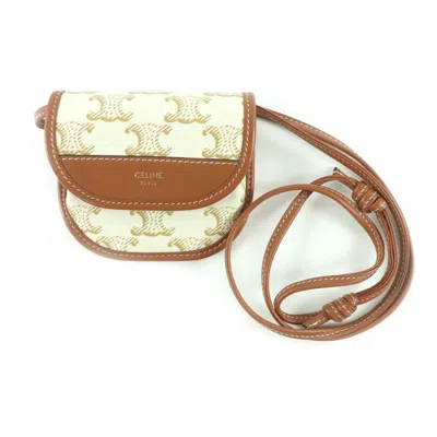 Pre-owned Celine Brown White Pvc Leather Coin Purse/coin Case () In Multi