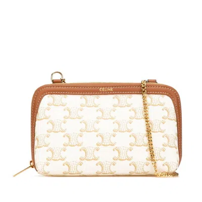 Pre-owned Celine Brown White Pvc Leather Shoulder Bag ()