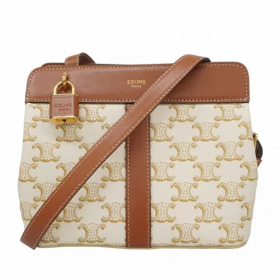 Pre-owned Celine Brown White Pvc Shoulder Bag ()