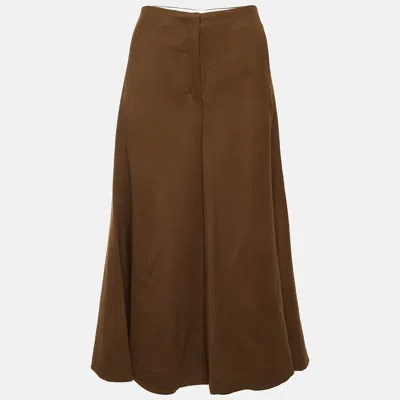 Pre-owned Celine Brown Wool Blend Gabardine Culottes M