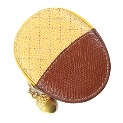 Pre-owned Celine Brown Yellow Leather Coin Purse/coin Case ()
