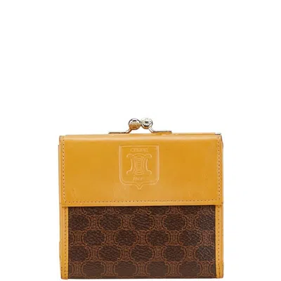 Pre-owned Celine Brown Yellow Pvc Leather Wallet (bi-fold) ()