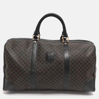 Pre-owned Celine Brown/black Macadam Canvas And Leather Travel Suitcase