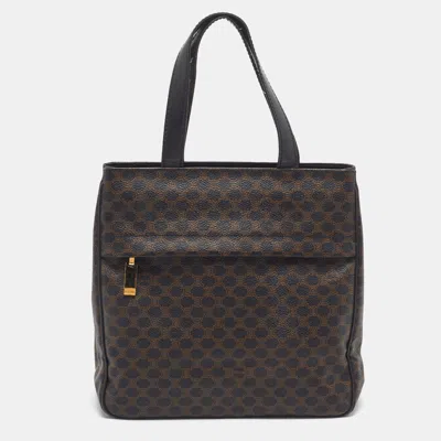 Pre-owned Celine Brown/black Macadam Coated Canvas Tote