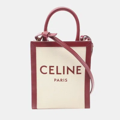 Pre-owned Celine Brown/red Mini Canvas Vertical Cabas Satchel