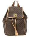 Celine Brown/tan Macadam Coated Canvas Small Flap Drawstring Backpack (authentic Pre-loved) In Brown