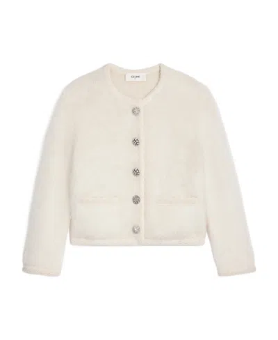 Celine Brushed Mohair Cardigan In Nude