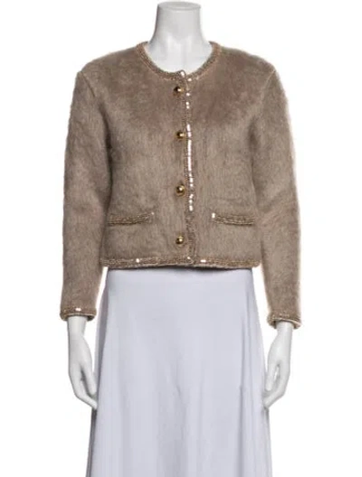 Pre-owned Celine Brushed Mohair Jacket In Neutrals