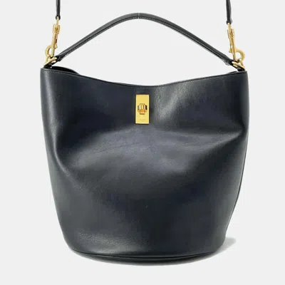 Pre-owned Celine Bucket 16 Seize Black Leather Shoulder Bag