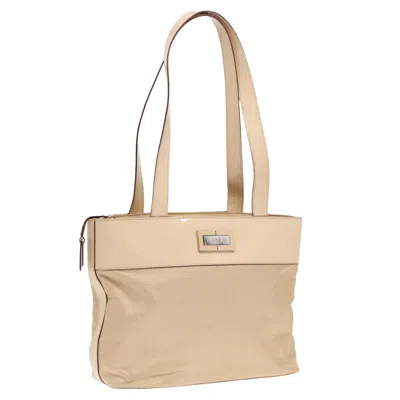 Pre-owned Celine Bucket Bag Canvas Beige Canvas Handbag () In Sand