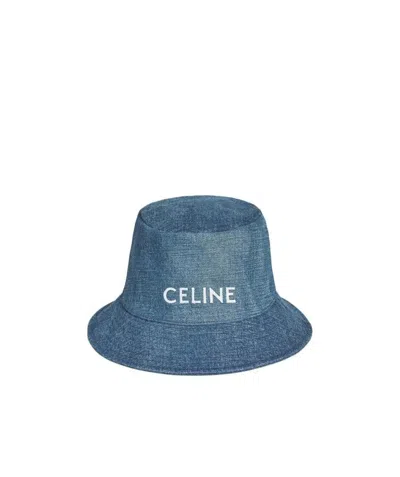 Celine Bucket Hat In Dark Union Wash Denim