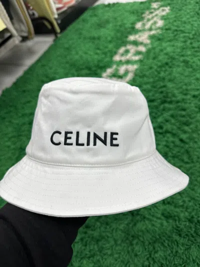 Pre-owned Celine Bucket Hat In White