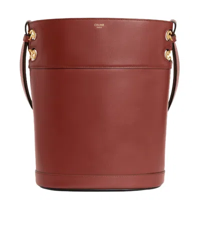 Celine Bucket Triomphe Shoulder Bag In Red
