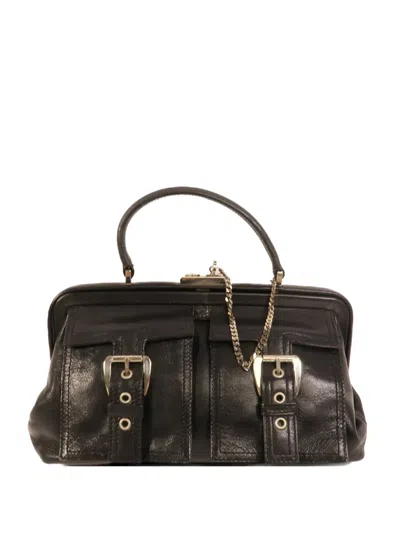 Pre-owned Celine Buckled Leather Tote Bag In Black