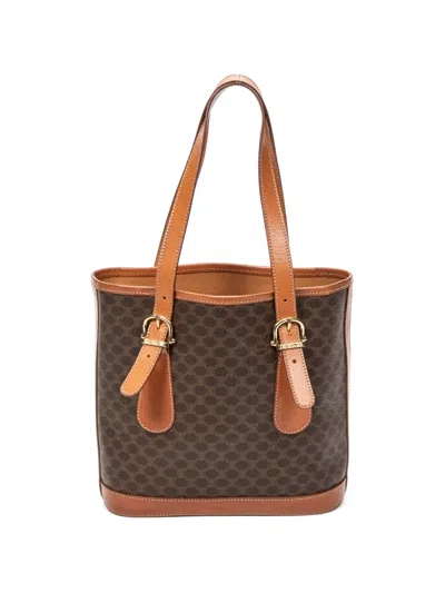 Pre-owned Celine Buckle-strap Shoulder Bag In Brown