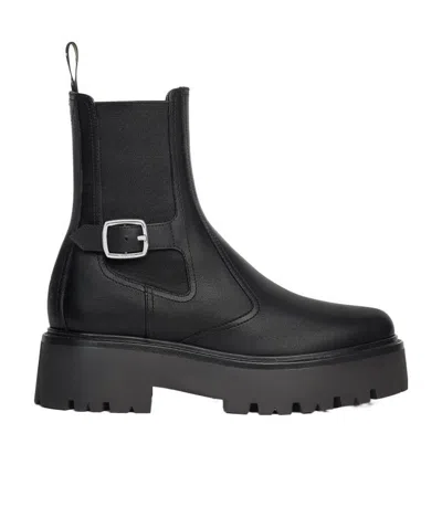 Celine Bulky Logo Short Boots In Black