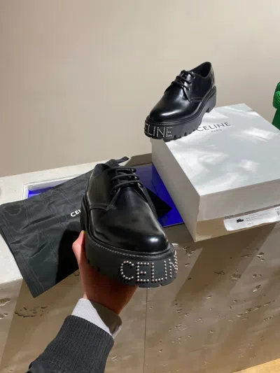 Pre-owned Celine Bulky Polished Bull Derby Shoes In Black