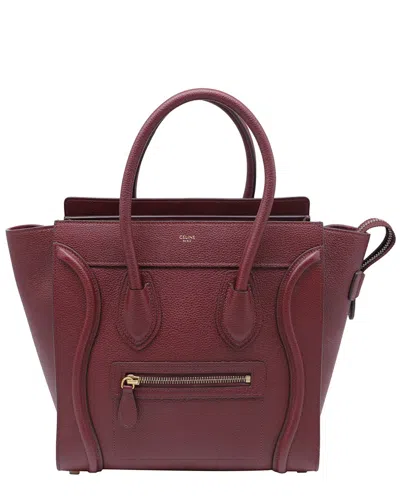 Celine Burgundy Calfskin Leather Micro Luggage Handbag (authentic Pre-loved)