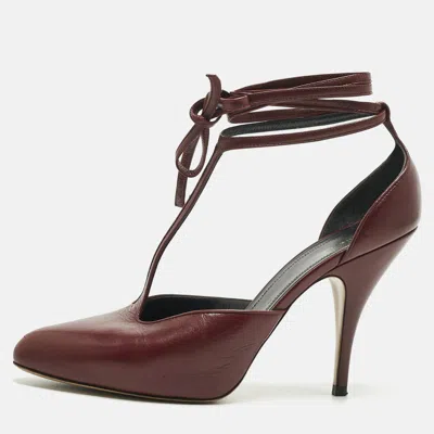Pre-owned Celine Burgundy Leather Night Out Pumps Size 38.5