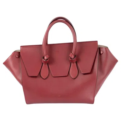 Pre-owned Celine Burgundy Leather Small Tie Tote Bag In Red