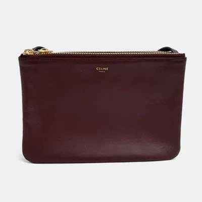 Pre-owned Celine Burgundy Leather Trio Bag Small