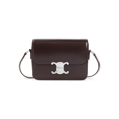 Celine Burgundy Teen Triomphe Calf Leather Shoulder Bag