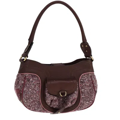 Pre-owned Celine Céline Burgundy Tweed Shoulder Bag ()