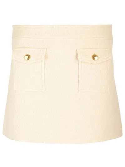 Celine Button Detailed Mini Skirt In Creme