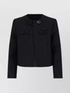 Celine Buttoned Cropped Jacket Round Neck In Black