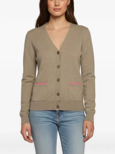 Pre-owned Celine Button-front Fine-knit Cardigan In Neutral