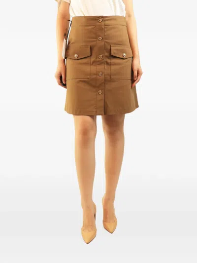 Pre-owned Celine Button-front Midi Skirt In Brown