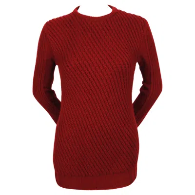 Pre-owned Celine By Phoebe Philo Diagonally Ribbed Burgundy Cashmere Sweater In Red