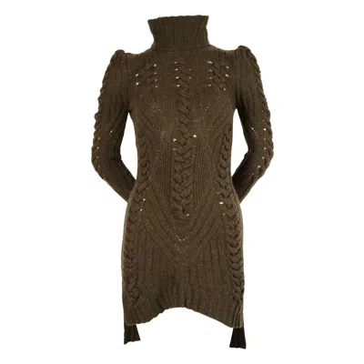 Pre-owned Celine By Phoebe Philo Moss Green Cable Knit Sweater Dress