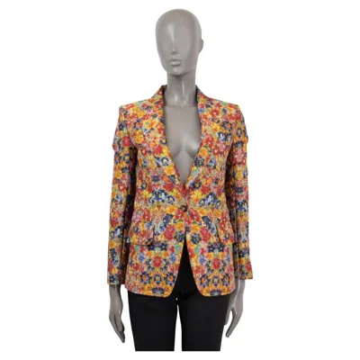 Pre-owned Celine By Phoebe Philo Multicolor 2012 Floral Blazer Jacket 36 Xs In Brown