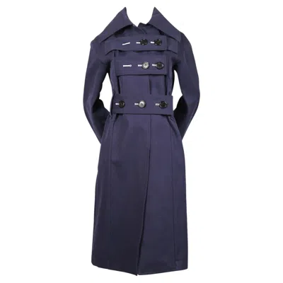 Pre-owned Celine By Phoebe Philo Navy Blue Brushed Cotton Trench Coat