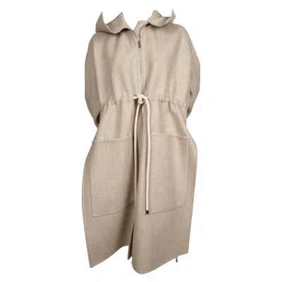 Pre-owned Celine By Phoebe Philo Oatmeal Wool And Cashmere Coat With Hood - Resort 2016 In Brown