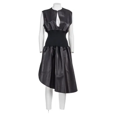 Pre-owned Celine Céline By Phoebe Philo Ss 16 Asymmetrical Sleeveless Leather Dress In Black
