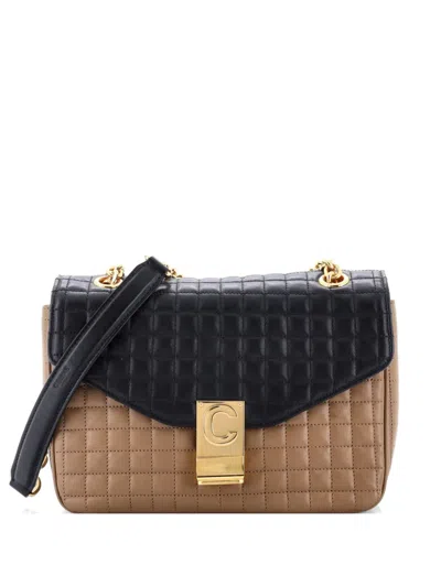 Pre-owned Celine C Bag Quilted Leather Medium Shoulder Bag In Black