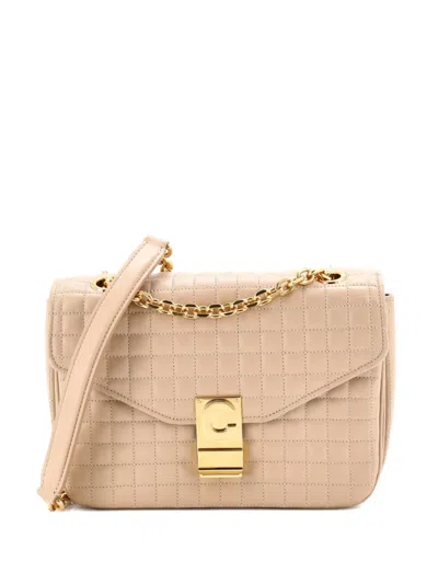 Pre-owned Celine C Bag Quilted Leather Medium Shoulder Bag In Neutral