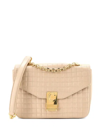 Pre-owned Celine C Bag Quilted Leather Medium Shoulder Bag In Neutral