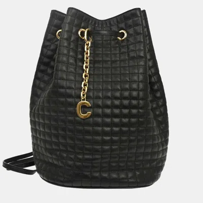 Pre-owned Celine C Charm Small Black Quilted Calfskin Leather Backpack Bag