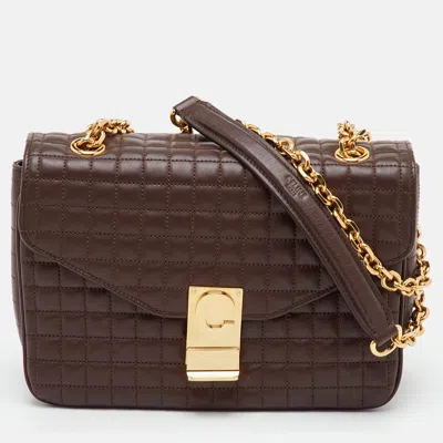 Pre-owned Celine C Flap Dark Brown Quilted Leather Shoulder Bag