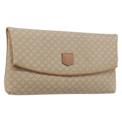 Pre-owned Celine C Macadam Pouch Canvas Beige Pvc Clutche & Pouche Bag () In Sand