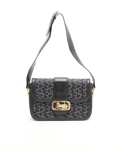 Celine Céline C Macadam Shoulder Bag In Blue