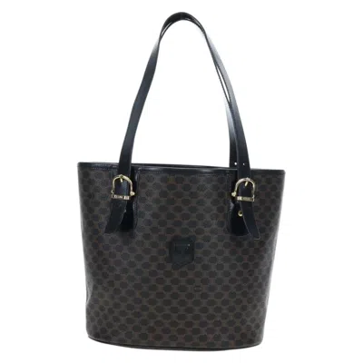 Pre-owned Celine C Macadam Tote Pvc Leather/ Macadam Canvas Black Pvc Shoulder Bag Bag ()