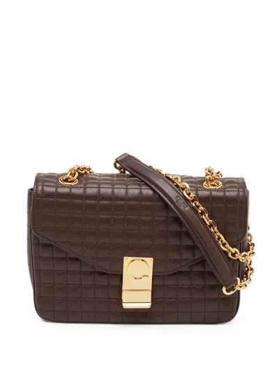 Pre-owned Celine C Quilted Leather Shoulder Bag In Brown