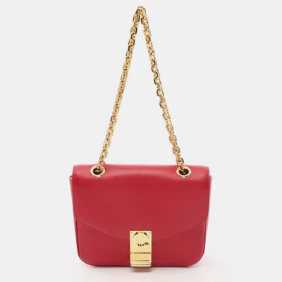Pre-owned Celine C See Small W Chain Shoulder Bag Leather Red